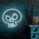 Forever Light FPNE15 LED Neon Sign Graffiti Skull, Turquoise