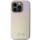 Guess iPhone 15 Pro Case Saffiano Iridescent Script, Gold