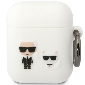 Karl Lagerfeld AirPods 1/2 Silicone Case White KLACA2SILKCW