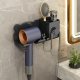 Wall-Mounted Hair Dryer Holder with Compartments, Black