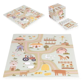 Ecotoys EVA Foam Puzzle Play Mat for Kids, Farm, 90.5x90.5 cm, 21 Pieces