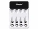 Maxday AA/AAA Battery Charger with LCD + 4 AAA Batteries, White