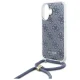 Guess iPhone 16 Case Crossbody Cord 4G Print with Lanyard, Blue