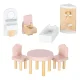 Wooden Dollhouse with Furniture and LED Light 78cm, Pink