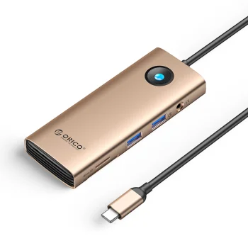 Orico PW11 8-in-1 USB-C Docking Station, HDMI 4K 60Hz, PD 100W, RJ45, Rose Gold