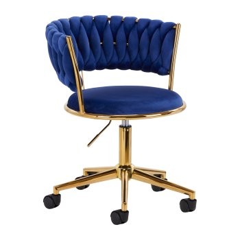Beauty Salon Velvet Swivel Chair 4Rico QS-GW01G, Navy Blue