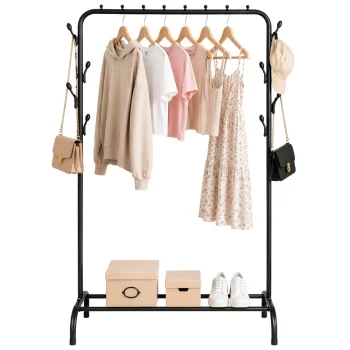 Black Metal Floor-Standing Clothes Rack, 110x150 cm