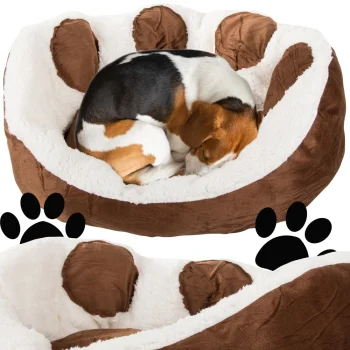 Plush Pet Bed for Dogs and Cats, 60 cm, Brown
