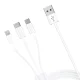 3mk 3in1 Cable USB-A to micro USB / Lightning / USB-C 1.2m 15W - White