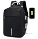 Waterproof anti-theft laptop backpack with USB, black