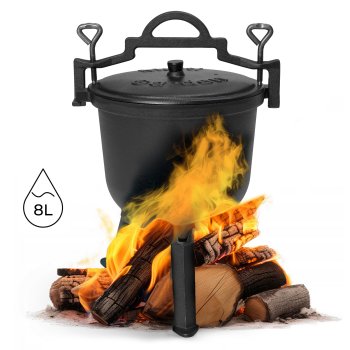 Cast Iron Camp Dutch Oven 8L MultiGarden Fire Pit Pot, black