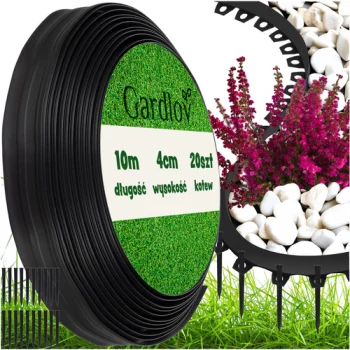 Gardlov 00024561 Garden Edging 4cm x 10m with 20 Pegs, Black
