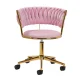 Velvet Swivel Chair 4Rico QS-GW01G for Beauty Salons, Pink