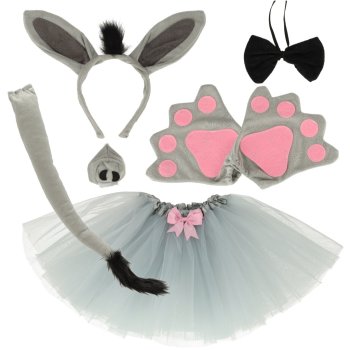 Kids Donkey Costume Fancy Dress Set with Tutu Skirt and Ears, 7-Piece