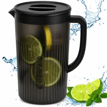 Plastic Pitcher with Lid 3L, Black