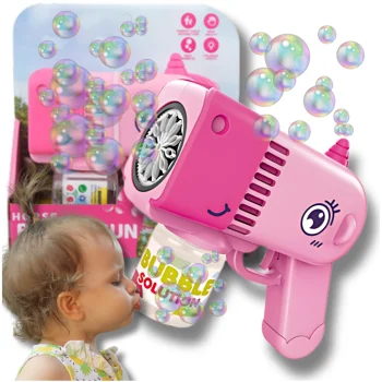 Bakalu Unicorn Bubble Gun with Liquid, Pink