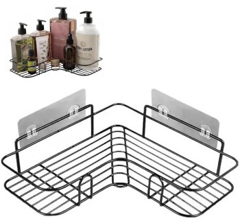 Bathroom and Kitchen Corner Shelf Storage, Black