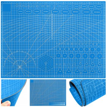 Self Healing Cutting Mat A2 Double Sided for Crafting and Sewing, 60x45cm, Blue