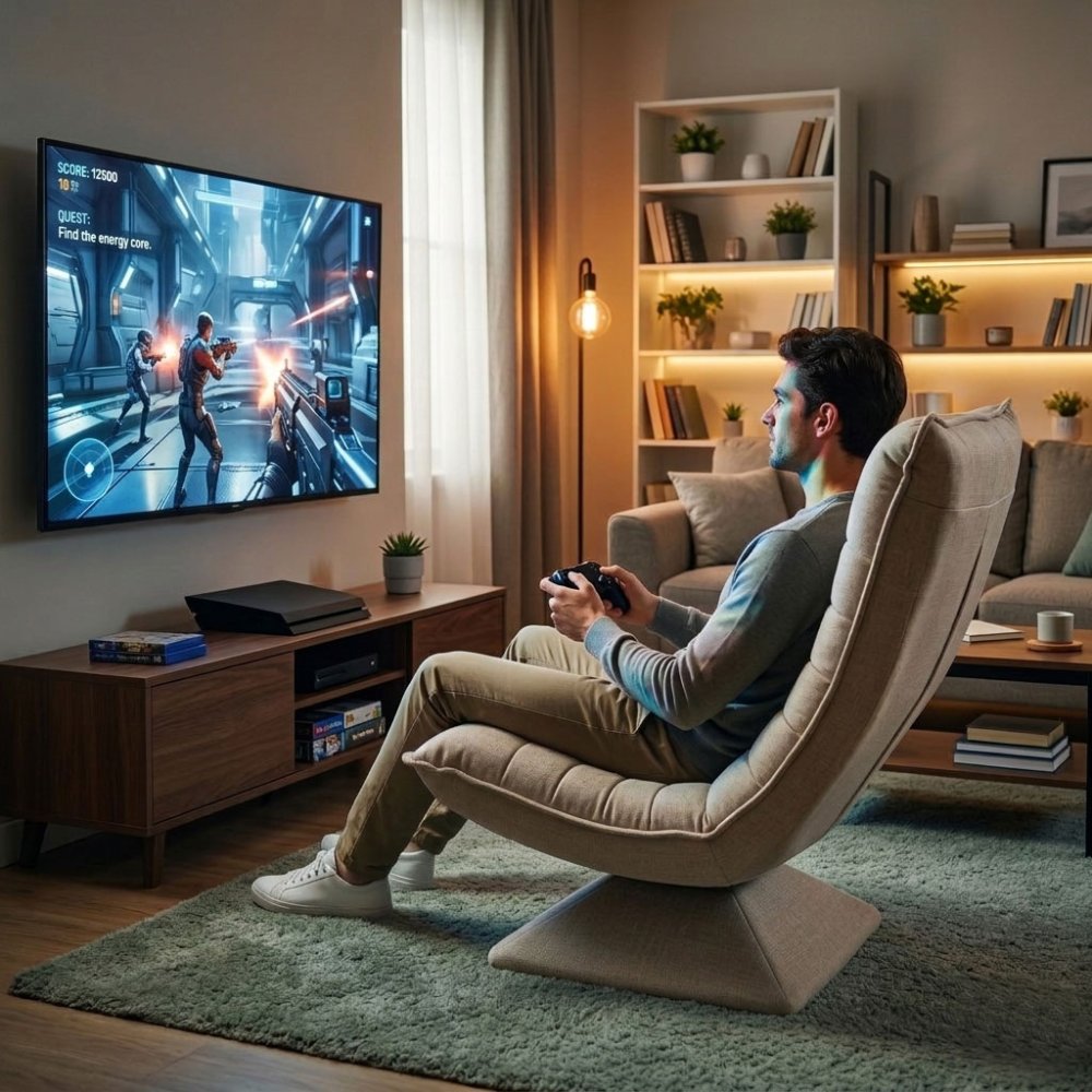 Adjustable Swivel Lounge Chair ModernHome, Beige (1)