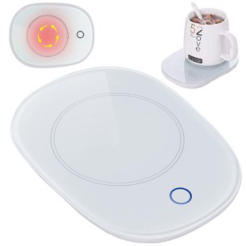 Electric Mug Warmer for Desk 16W with LED Indicator, White