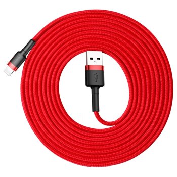 Baseus Cafule Cable Nylon Braided USB / Lightning QC3.0, 2A, 3M, Red