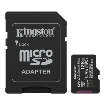 Kingston Canvas Select Plus Gen3 128GB microSDXC Memory Card with Adapter, 150MB/s A1