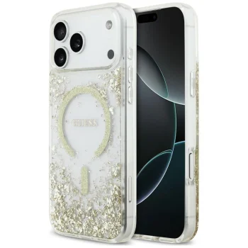 Guess Resin Bottom Glitter MagSafe Case for iPhone 18 Pro Max / 17 Pro Max, Gold