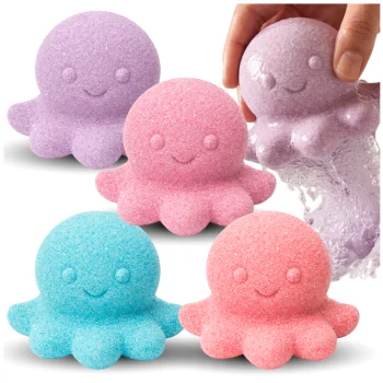 Octopus Bath Bombs, Fizzing, for Kids and Adults, 4 pcs