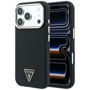 Guess Kevlar Triangle Logo MagSafe Case for iPhone 17 Pro / 18 Pro, Black