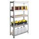 Humberg HR-810 Metal Storage Shelving Unit, 150 x 75 x 30 cm, Silver