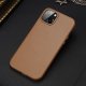 Dux Ducis Grit Case for iPhone 14 MagSafe Faux Leather Cover, Brown