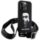 Karl Lagerfeld iPhone 15 Pro Max Case Crossbody Silicone Ikonik, Black