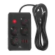 Maclean MCE393 B Power Strip, 4 Outlets, 3xUSB, 2500W, 3m, Black