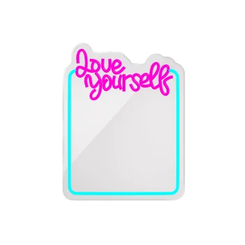 Forever Light MIRROR LED LOVE YOURSELF Neon Mirror, Blue/Pink