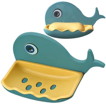 Whale-Shaped Soap Dish with Water Drain (Assorted Colors)