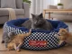 Soft Round Pet Bed for Dogs and Cats, 53 cm, Black & White