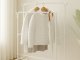 Metal Freestanding Clothes Rack with Shoe Shelves, White