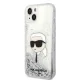 Karl Lagerfeld iPhone 14 Plus Case Liquid Glitter Karl Head Silver