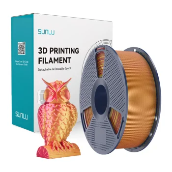 Sunlu PLA+ Silk Dual Color 3D Printer Filament, Red and Gold