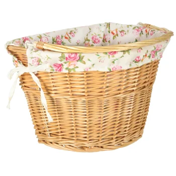 Woven Bicycle Basket with Floral Pattern and Click Mount