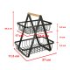 Two-Tier Fruit Basket, Metal and Wood, Black