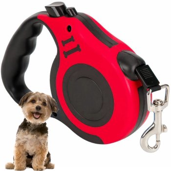 Retractable dog leash with lock, strong and lightweight, 5 m, up to 15 kg