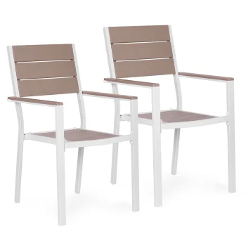 MultiGarden Garden Chair Set (2 pcs), Steel/HDPE, Beige/White