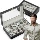 Watch Box for 12 Watches Massido MS-710, Black, Beige