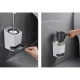 Ruhhy Silicone Toilet Brush with Holder and Tweezers, White/Grey