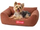 Soft Corduroy Dog and Cat Bed, Non-Slip, Size S, Brown