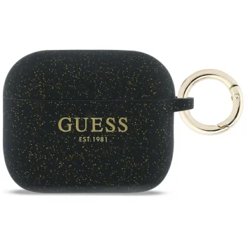 Guess Silicone Glitter Ring Case for Apple AirPods Pro 3, Black