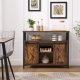 Sideboard with Sliding Barn Door and Adjustable Shelves, Rustic Brown