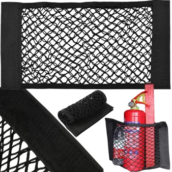Automobilio bagažinės tinklelis su kibiąja juostele 50x25 cm, juodas