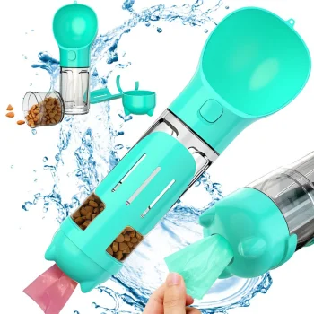 4-in-1 Portable Water and Food Bottle for Dogs and Cats, 300ml
